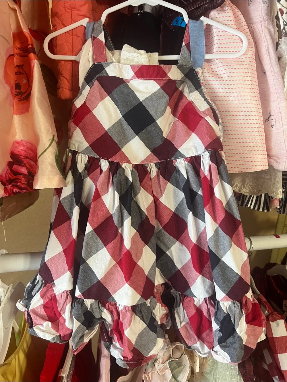 Gymboree Red, White & Black Plaid Ruffle Sundress